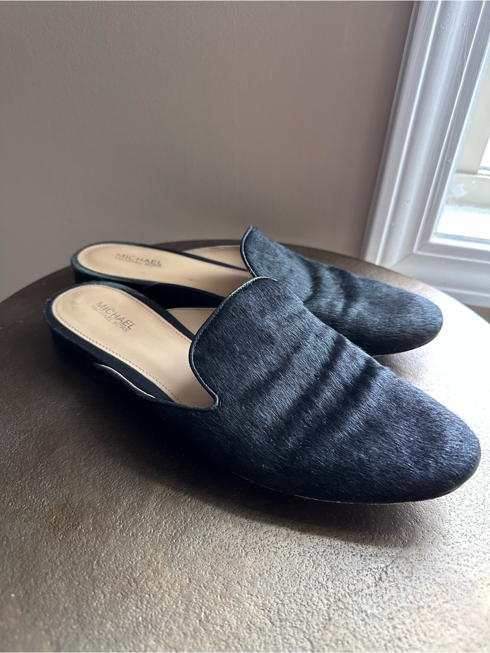 Michael Kors Black Calf Hair Mule Flats